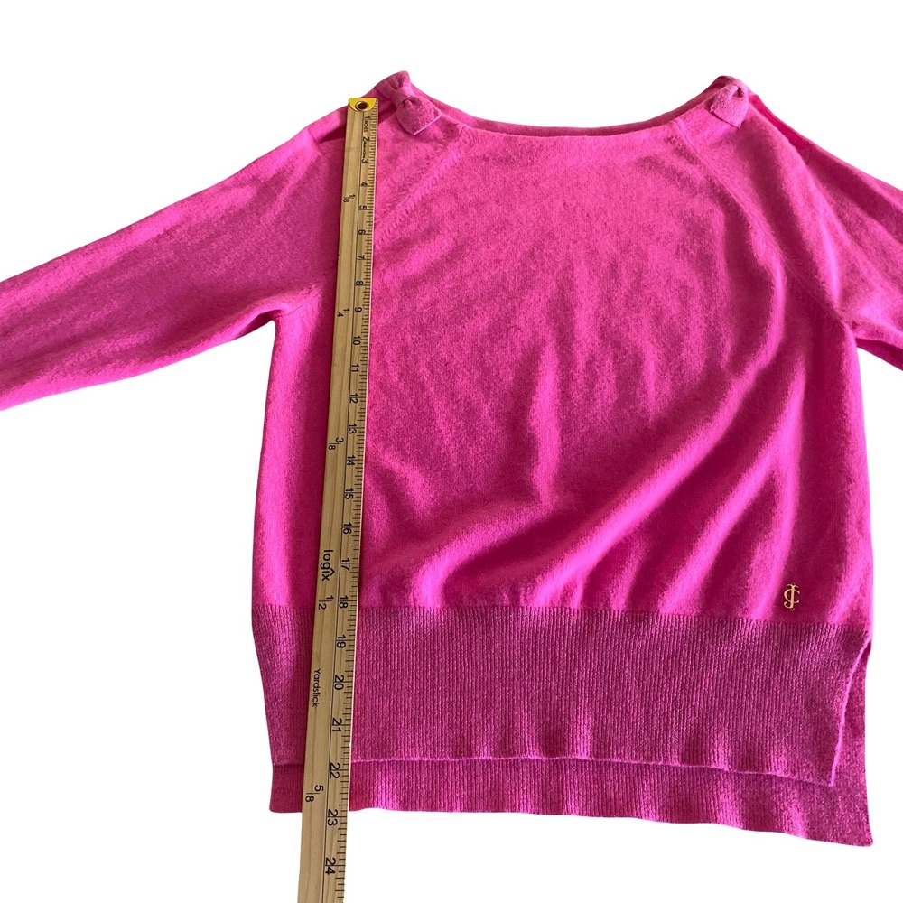 Juicy Couture Cashmere Sweater Pink Bow Glitter Women's Small Y2K Style - Picture 11 of 11